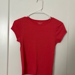 American Eagle Red Ribbed T-Shirt